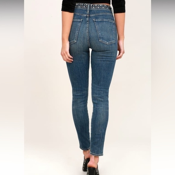Agolde Roxanne High Rise Studded Skinny Jeans - Picture 3 of 9